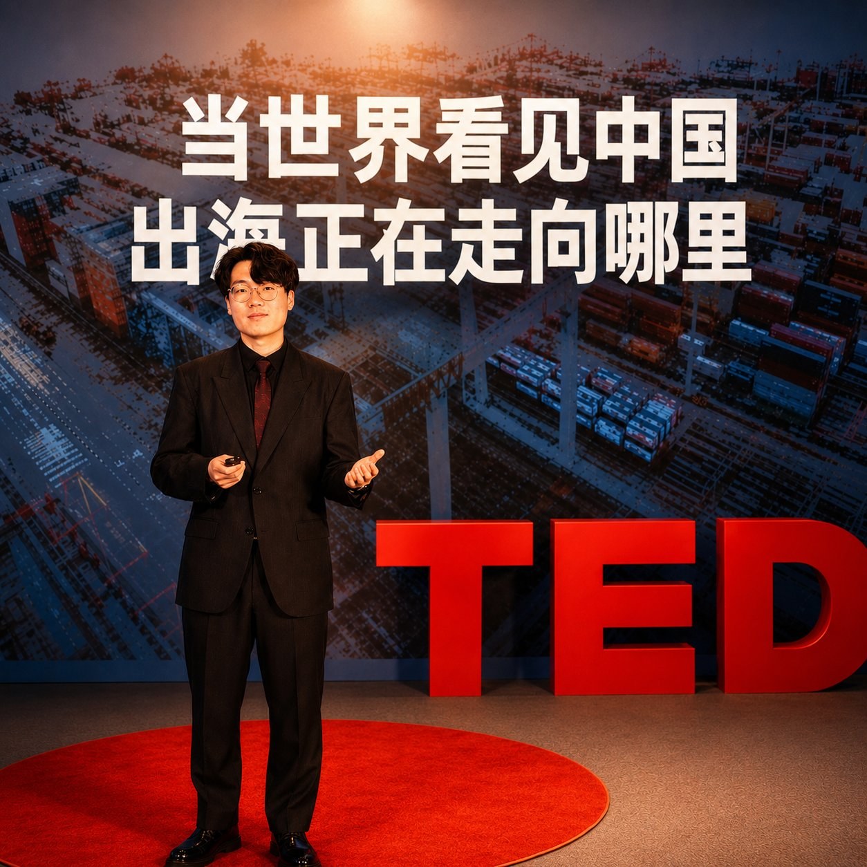 Riven Zhou, CEO of PeakOne Group, delivering a TED talk on Chinese businesses’ international growth